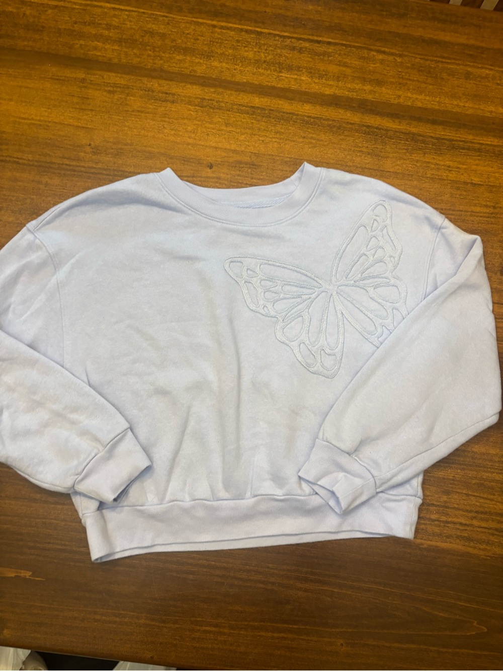 GAP girls Light Lavender Butterfly Appliqué Crewneck Sweatshirt size xl -12